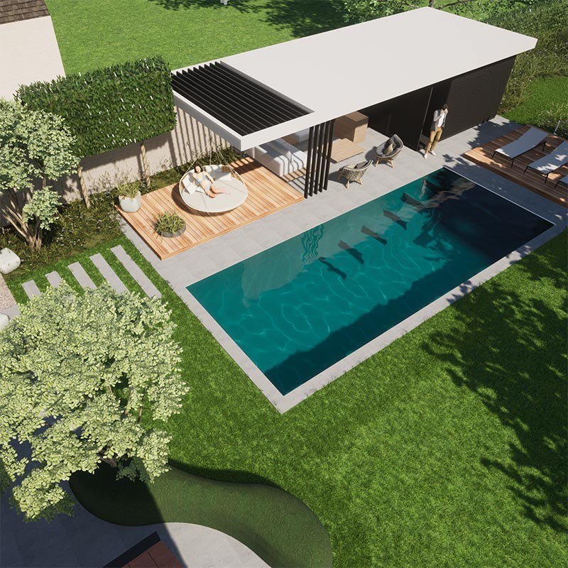 Rénovation d’un extérieur avec piscine et poolhouse à Waterloo